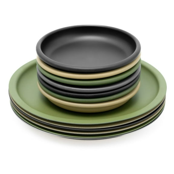 Convenient Stackable Aluminum Alloy Dish Plate For Camping Nonstick And Durable Black L Fangkenuo