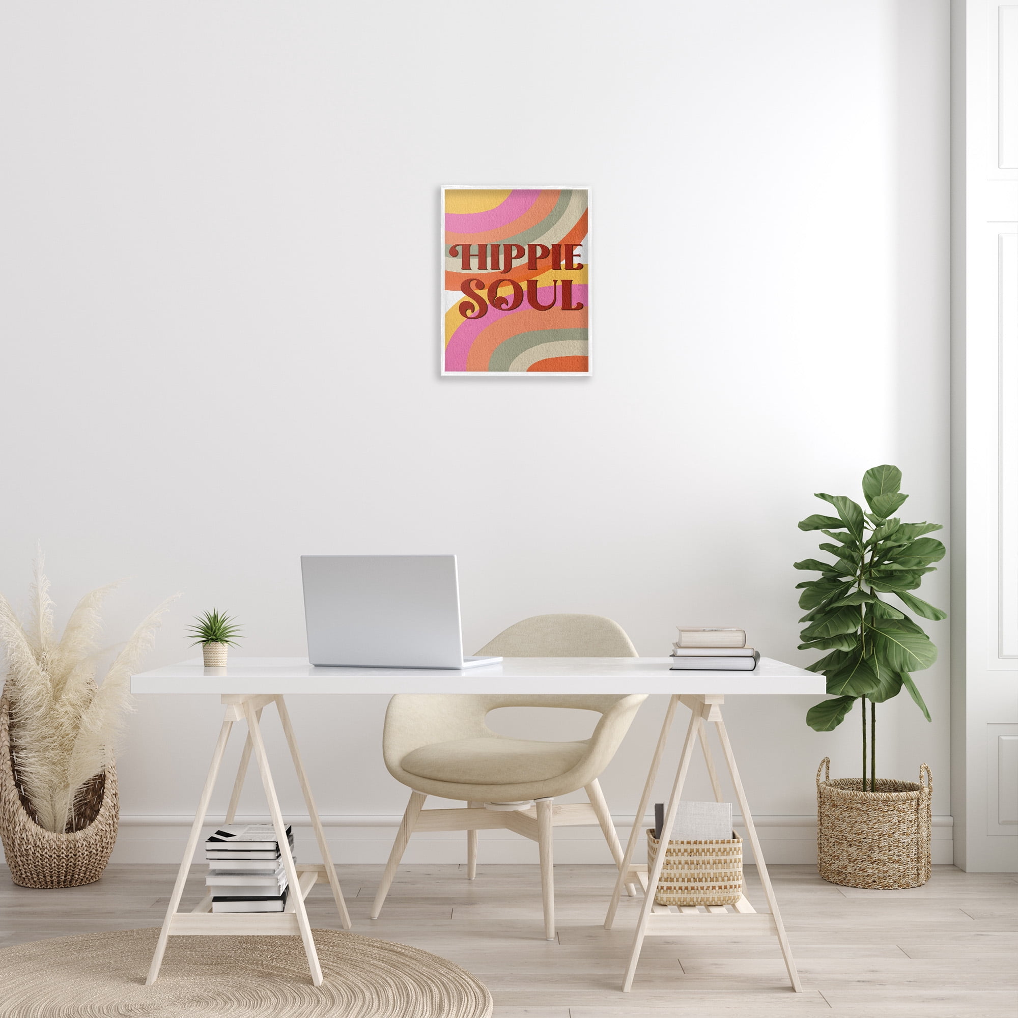 Stupell Industries Hippie Soul Patterned Typography Painting White Framed Art Print Wall Art, 16 x 20