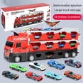 thumbnail image 4 of Hauler Truck Toy Set With Ejection Race Track Deform Transport Car With Racing Cars For Kids Gift, 4 of 12
