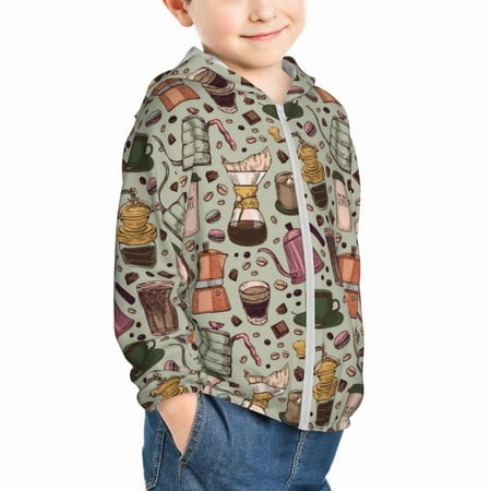 

Uemuo Coffee pots cup Pattern Rash Guard for Boys Girls Long Sleeve Swim Shirts UPF 50+ UV Sun Protection Hooded Fishing Shirt with Pocket for Kid-18 Months