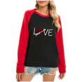 thumbnail image 5 of VALMASS Chandails Surdimensionnés de la Saint-Valentin pour Femmes Manches Raglan Col Rond Hauts Décontractés Amples Imprimés Chandail Blouses (m, Noir-F), 5 of 5