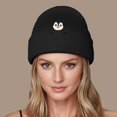 thumbnail image 2 of XIAOCHA Warm Fall‑Winter Beanie for Women，Penguin‑Embroidered Beanies，Daily Outdoor Headwear,Black, 2 of 6