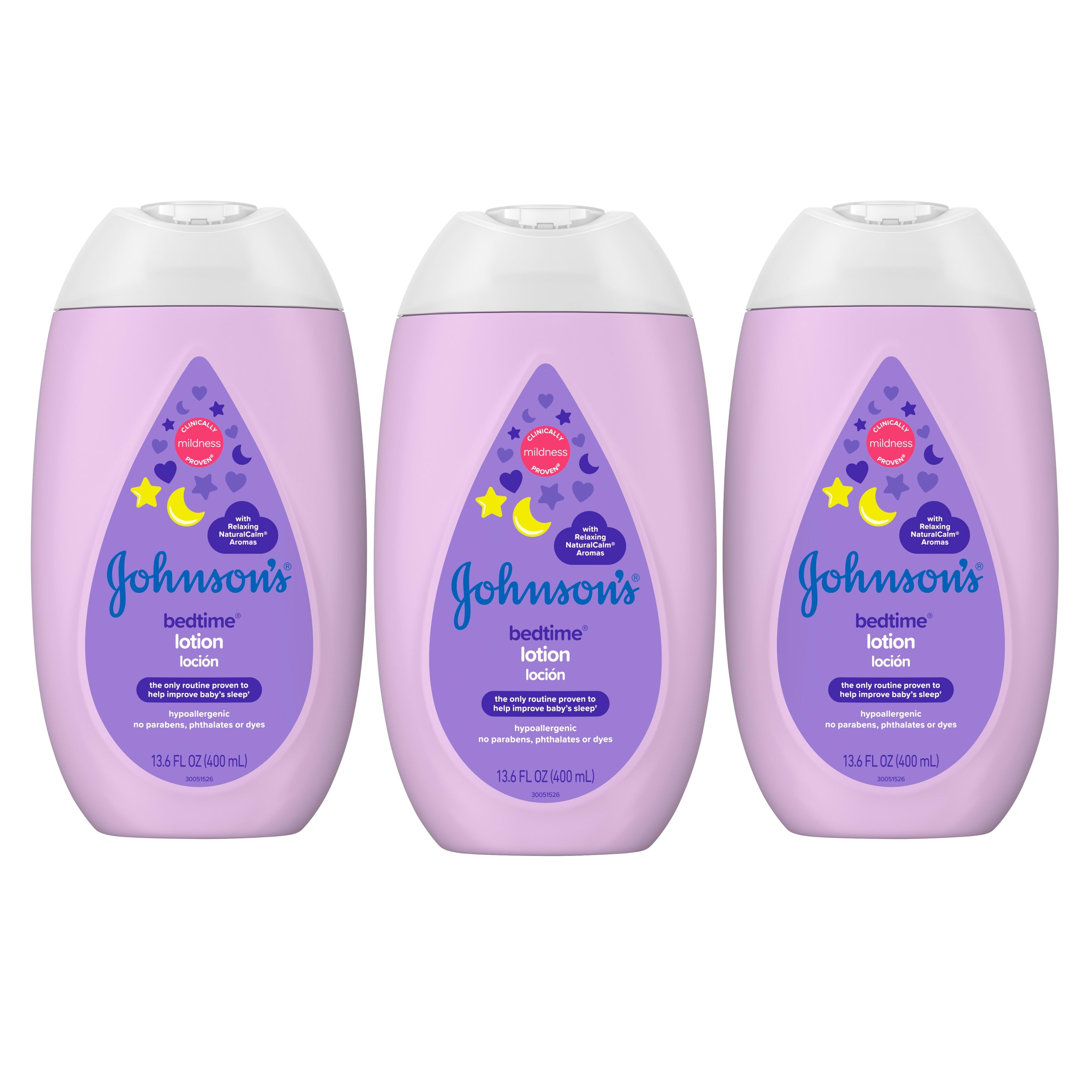Johnson's Moisturizing Bedtime Baby Lotion, ParabenFree, 13.6 oz x 3
