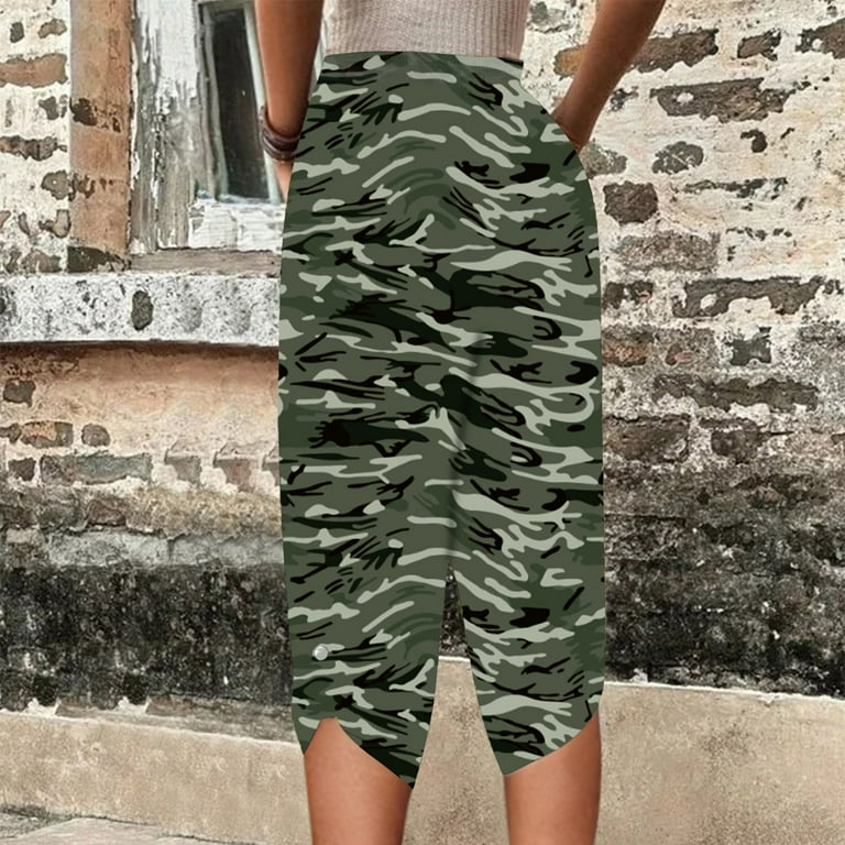Aboser Camo Capri Pants for Women Military Tactical Pants