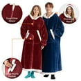 thumbnail image 4 of Joyfy Wearable Blanket Hoodie, Long Hooded Blanket Sweatshirt, Oversize Hoodie for Women and Men,Clothing Gift for Women Men Mom Dad,Giant Hood Pocket and Sleeves for Adult(Burgundy,Regular), 4 of 9