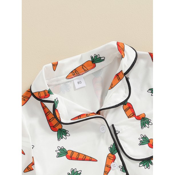 Ensemble Pyjama Pâques Bébé - Chemise Manches Longues Et Pantalon Carotte, Ultra Doux Et Mignon