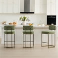 thumbnail image 2 of CHITA 26 inch Counter Height Bar Stool Set with Brass Frame Set of 4, Fabric in Moss Green, 2 of 10