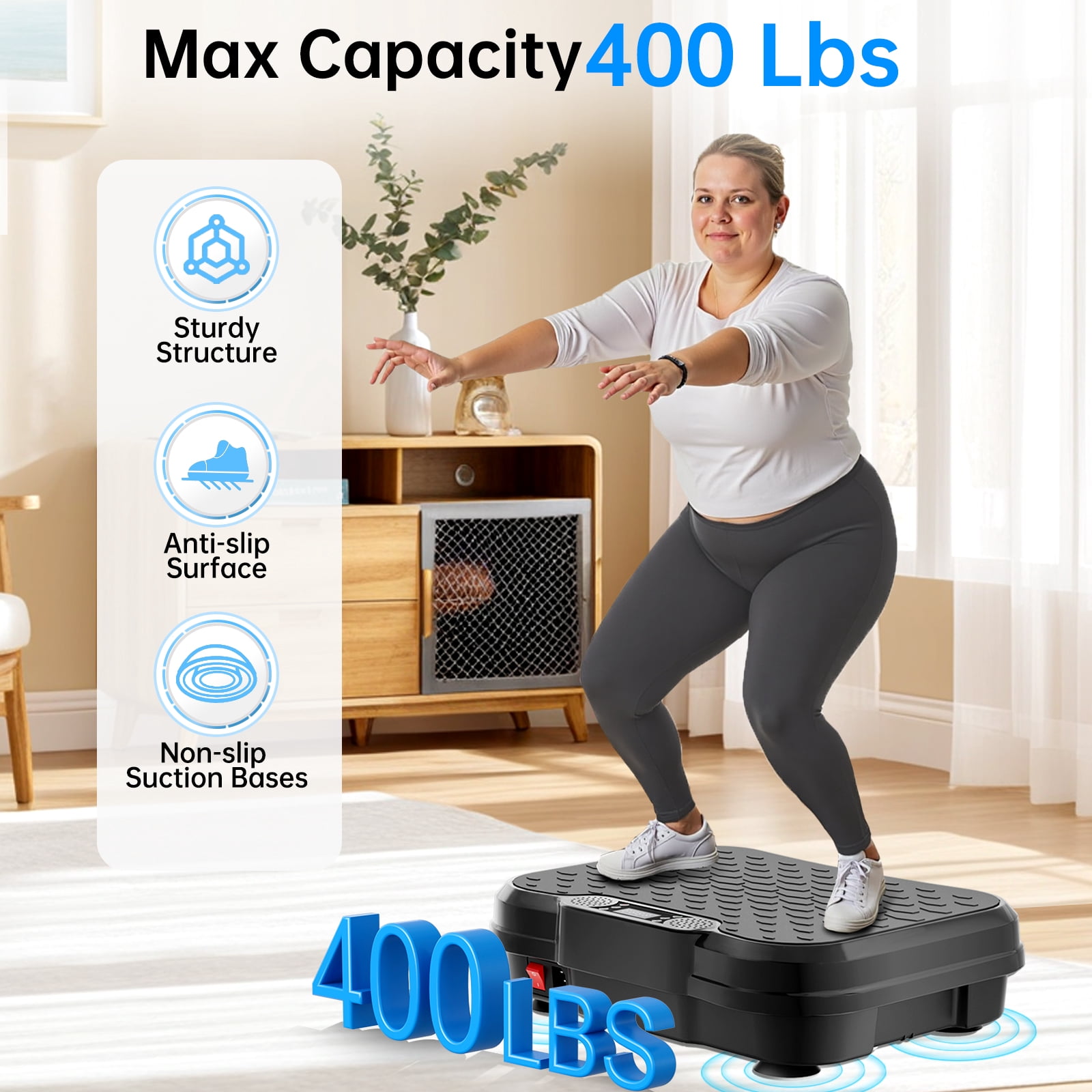 Tomile Vibration Plate Exercise Machine, Whole Body Workout Vibration Platform for Home Fitness with 400lbs Capacity, Black