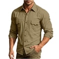 thumbnail image 2 of VgaVtl Collared Mens Long Sleeve Shirts Quick Drying Fall Winter Khaki Button Plus Size Mens Shirts Going Out Slim, 2 of 9