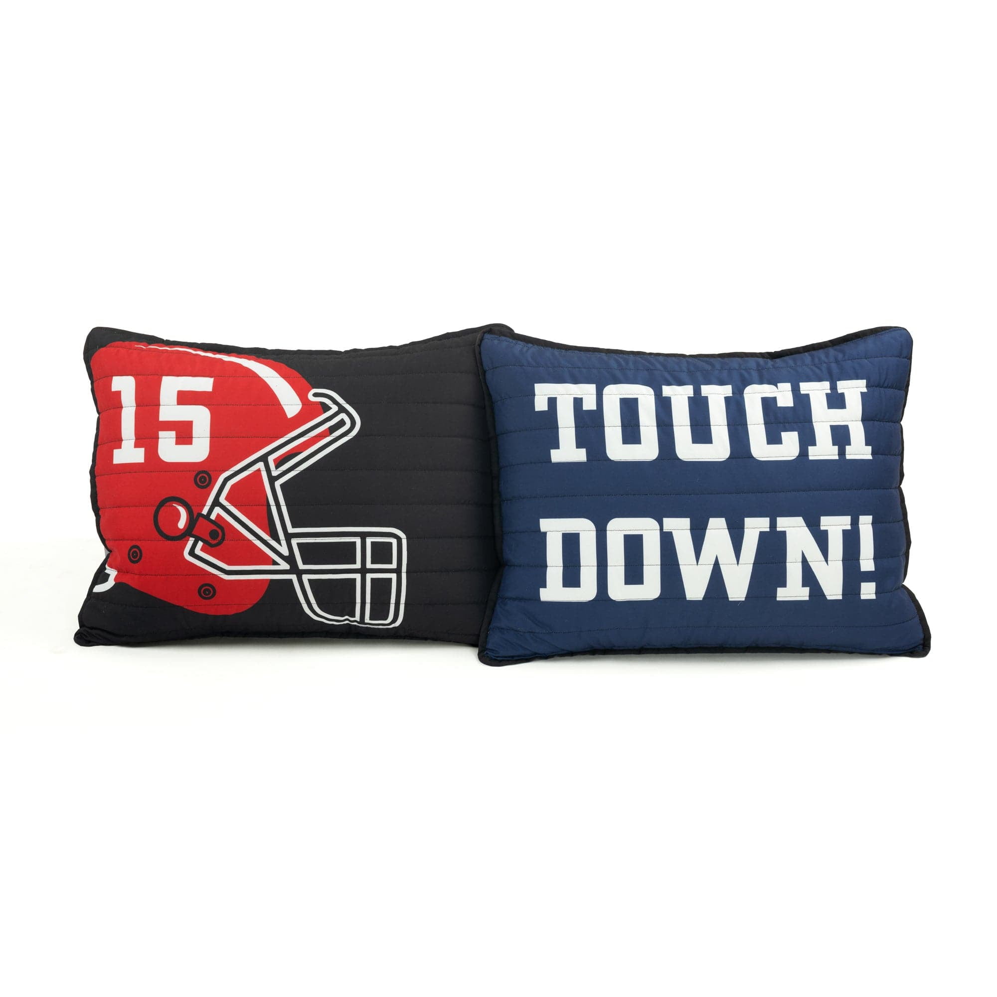 Lush Decor American Football Reversible Oversized Kids Quilt White/Black 5Pc Set Full/Queen