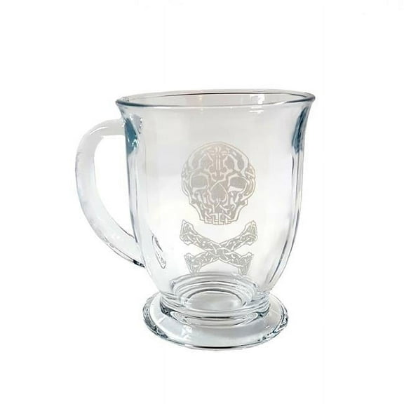 16 oz Jolly Roger Engraved Glass Coffee Mug
