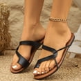thumbnail image 5 of Black Women'S Flat Slide Sandals Round Toe Open Toe Toe Post Solid Color Non-Slip Lightweight Breathable Footwear For Spring Summer Beach Daily Wear Size 38, 5 of 9