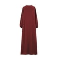 thumbnail image 5 of IROINNID Maxi Dress for Women Plus Size Dress Solid Color Long Sleeve Winter Fall Basic Maxi Long Dress Daily Vacation Dress ,Burgundy, 5 of 6