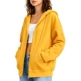thumbnail image 5 of Mittory Women Zip Up Hoodie Jacket, Drawstring Hood Side Pockets Long Sleeve Loose Fit Solid Casual Sweatshirt Coat, 5 of 7