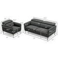 thumbnail image 4 of Costway 2 PCS Living Room Set Fabric Sofa & Accent Chair with Adjustable Headrest Grey, 4 of 10