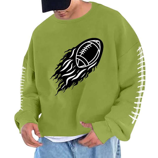 Sudadera sin capucha para hombre, cuello redondo, sudadera deportiva con estampado de fútbol, jersey de manga larga, blusa de poliéster para hombre