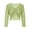 Green, variant on Womens Drawstring Crop Knit Top Long Sleeve V-Neck Crochet Ruched Pullover Top Solid Color Comfy Loose Blouse
