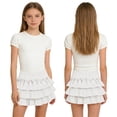 thumbnail image 4 of FRSASU Girls Ruffle Layered Summer Mini Skirt, Elastic High Waisted Casual Stretch A-Line Skirts for 3-13 Years White, 4 of 9
