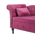 thumbnail image 6 of Aijia 60" Velvet Multifunctional Storage Chaise Lounge Buttons Tufted Nailhead Trimmed Solid Wood Legs with 1 Pillow (Red), 6 of 6
