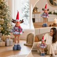 thumbnail image 6 of Christmas Plush Deer Figurine with Retractable Telescopic Legs, Standing Xmas Holiday Decor Ornament, Festive Party Gift Doll, 6 of 7