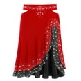 thumbnail image 3 of Hansber Asymmetrical Latin Dance Skirt for Women Sparkly Ruffles Ballroom Salsa Rumba Cha-cha Dancewear Red XXL, 3 of 5