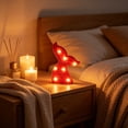 thumbnail image 2 of Partheme Fish Tail LED Marquee Night Light with Warm White Bulbs, Cute Mermaid Shaped Desk Lamp Battery Operated for Youth Bedroom Party, Wall Decor, Red, 2 of 6