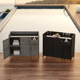 thumbnail image 2 of 53.5" W Outdoor Wicker Storage Cabinet with Fridge Space, Weatherproof Mini Bar Cabinet with Adjustable Shelves & Drawers for Pool Towel, Garden & Patio Storage, 2 of 14