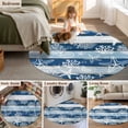 thumbnail image 5 of Round Rugs 7Ft, Navy Blue Coastal Beach Round Area Rug Washable Indoor Throw Carpet, Nautical Starfish Coral Vintage Wooden Large Non Slip Circle Rug for Dining Room Playroom Home Decor Aesthetic, 5 of 8