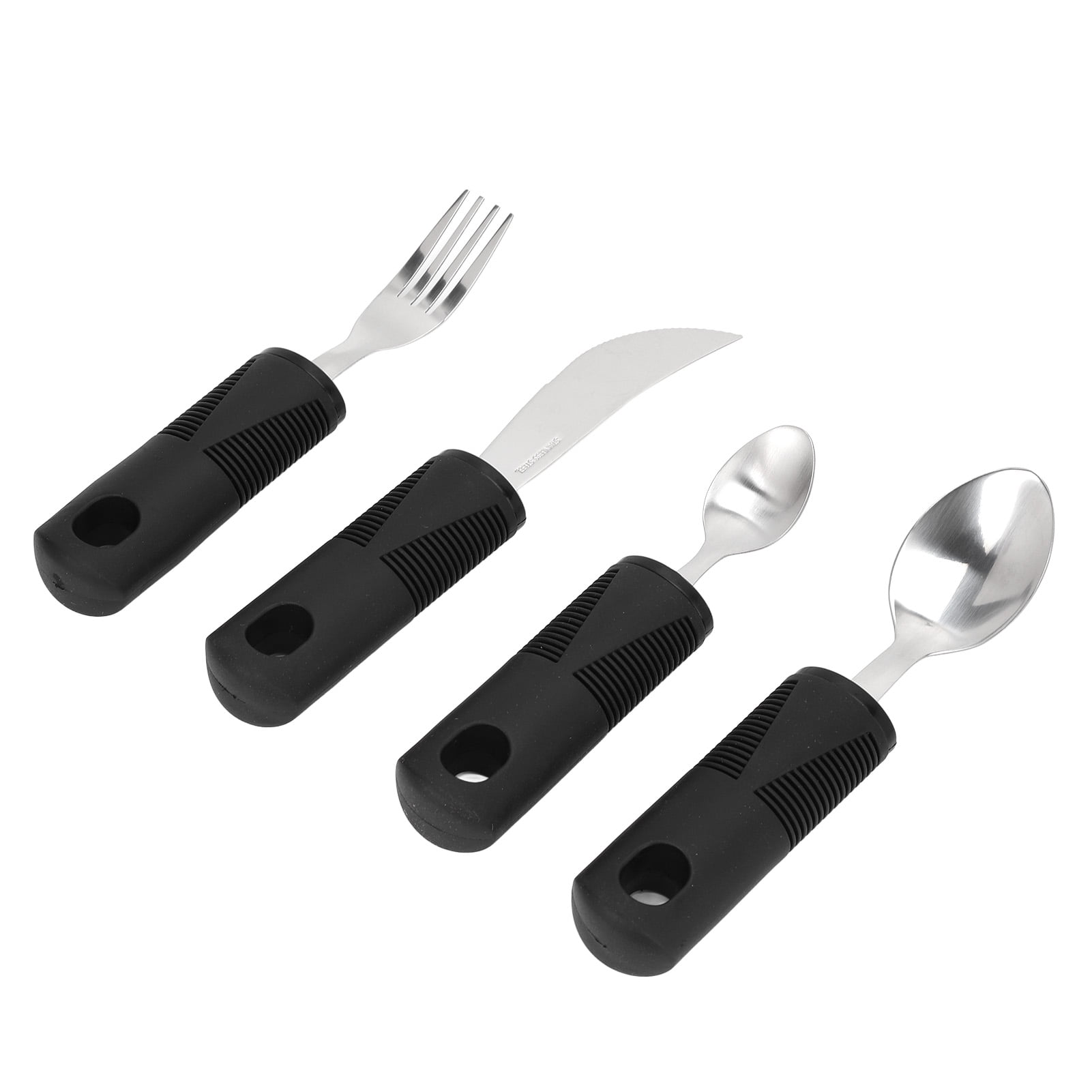 Weighted Utensils, Parkinsons Utensils Rubber Handle 4 Pieces Nonslip Grip  For Parkinson