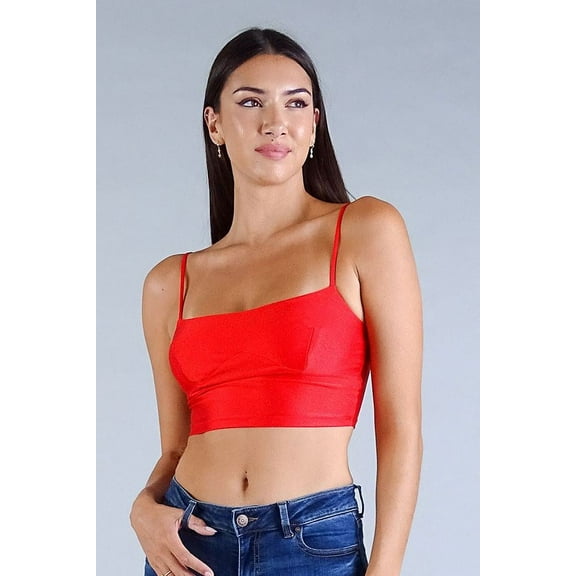 Sexy Spaghetti Strap Darted Under Bust Crop Top