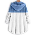 thumbnail image 4 of Tiqkatyck Womens Clothes Clearance Women's Spliced Button Pocket Split Fashion Casual Long Sleeve Plush Coat Womens Tops Sky Blue S, 4 of 5