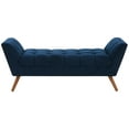 thumbnail image 4 of SAFAVIEH Couture Damian Solid Tufted Linen Contemporary Bench, Navy/Dark Brown, 4 of 8