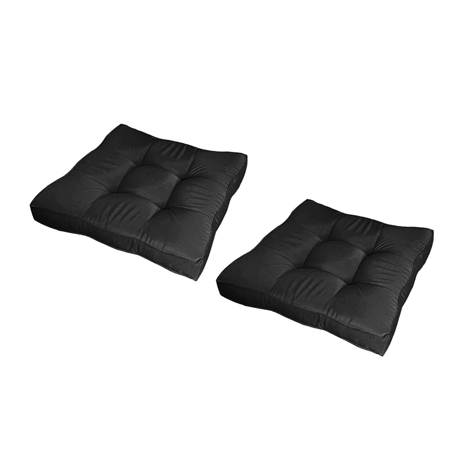 Yinanstore 2x Tufted Seat Cushions Outdoor Patio Office Shop Black Black 40x40x7cm 15.74x15.74x2.75inch