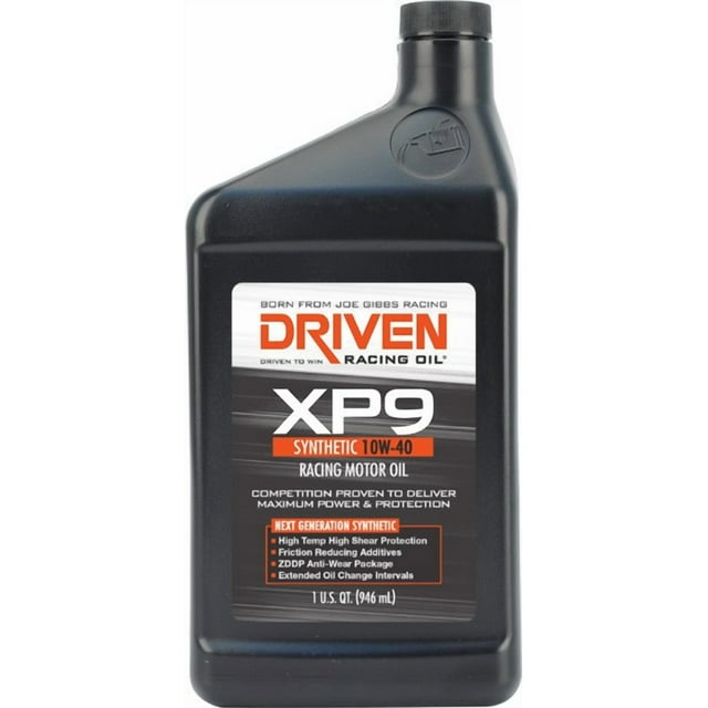 Driven Racing Oil Joe Gibbs Huile 03206 XP9; SAE 10W40; Synthétique; Bouteille de 1 Quart; Simple; Huile de Course