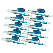 Mytee Products (10 Pack) 2 Inch x 27 FT Blue Ratchet Strap with J Hooks - 10,000 Lbs Breaking Strength - Heavy Duty Tie Down Cargo Truck Straps with Wire Hooks for Flatbed, Truck, Trailers Pickup