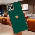 thumbnail image 2 of Compatible with iPhone 15 Plus Case  for Women Girls Cute Love Heart Pattern Luxury Plating Gold Shockproof Raised Full Camera Lens Protection Cover Phone Case for iPhone 15 Plus, Green, 2 of 13