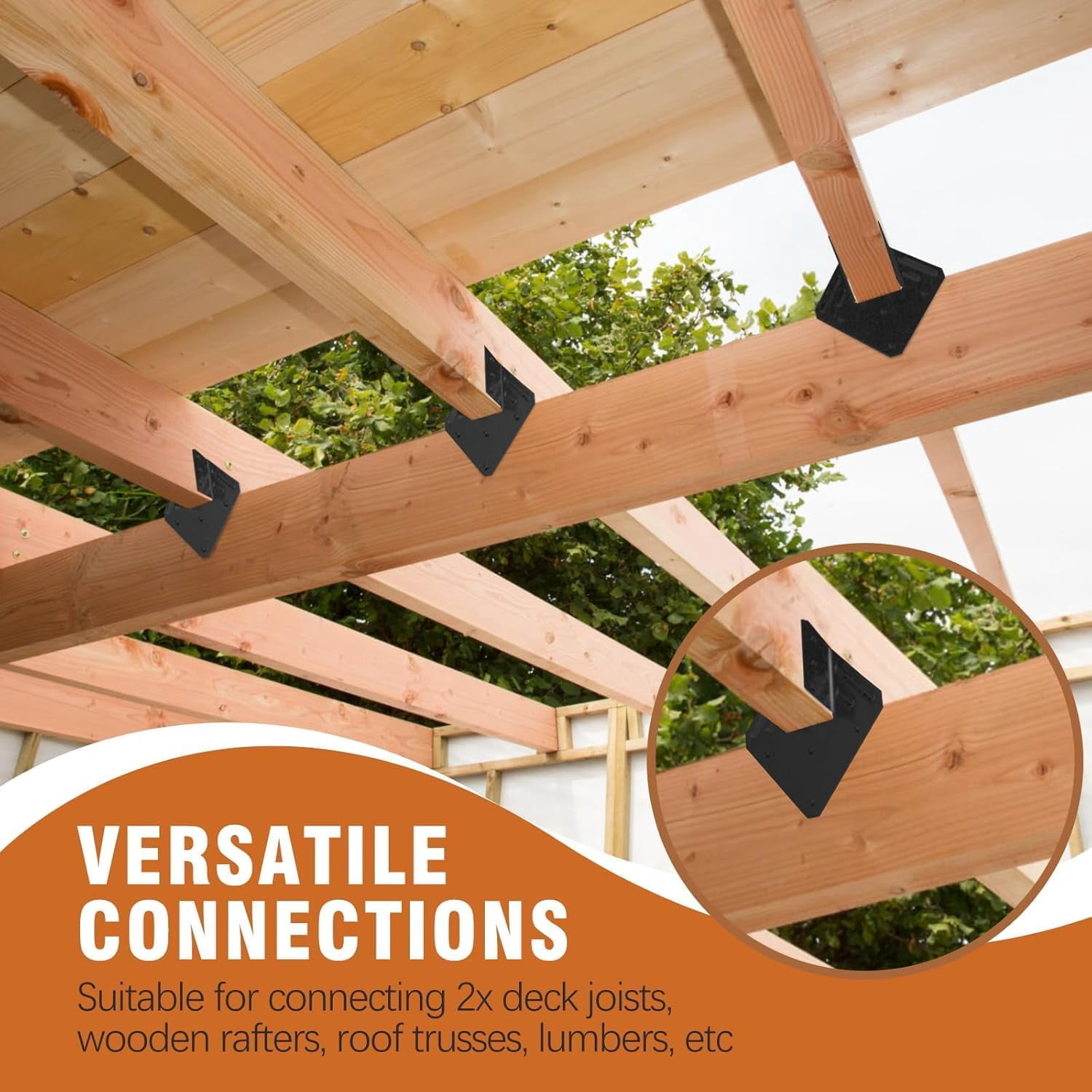 Heavy-Duty 14-Gauge Hurricane Ties for Rafters, 25-Pack Galvanized Structural Straps for Roof Trusses and Deck Joists, Black Powder Coated