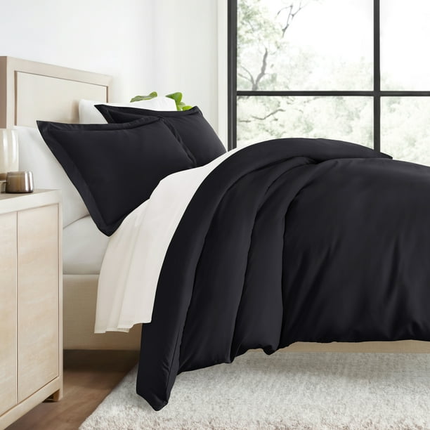 Ultra Suave y Transpirable - Juego de Funda Nórdica - Ropa de Cama Negra Matrimonial/Queen de Comfort Canopy