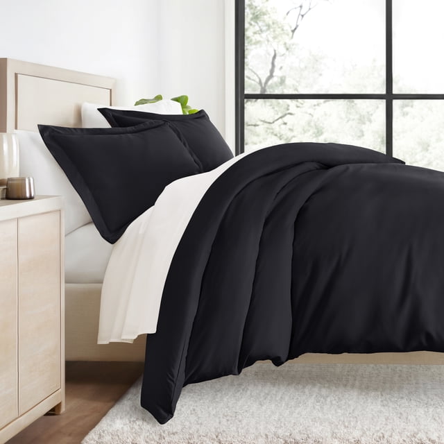 Ultra Suave y Transpirable - Juego de Funda Nórdica - Ropa de Cama Negra Matrimonial/Queen de Comfort Canopy