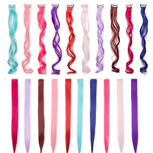 Highlights Straight Clip in Hair Extensions Heat-Resistant Synthetic Hair in Multiple Color