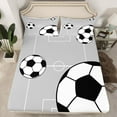 thumbnail image 2 of Manfei Sport Soccer 3pcs Twin Sheet Sets for Female Men Teens,Boys Football Print Twin Fitted Sheet,Ball Gamer Breathable Flat Sheet,Luxury Bedroom Decor, 2 of 7
