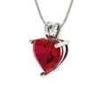 thumbnail image 2 of Clara Pucci 14K White Solid Hypoallergenic Gold 2Ct Ruby Heart Cut Solitaire Designer Necklace Pendant For July, 2 of 6