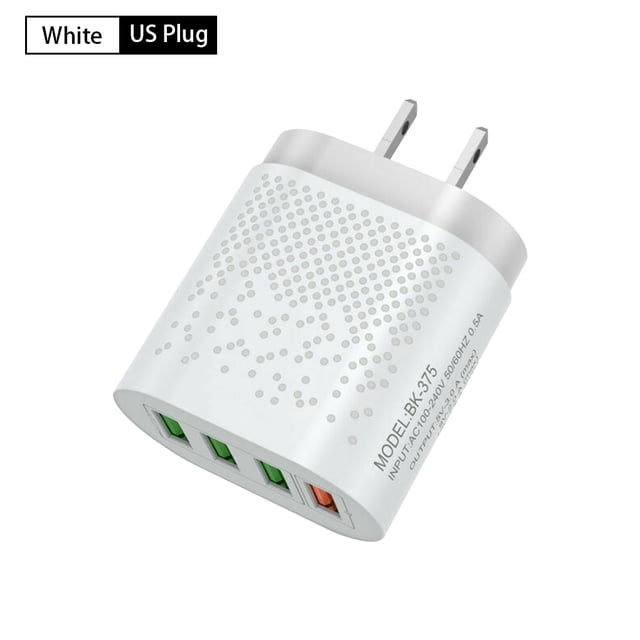 Cargador de viaje para teléfono Adaptador de carga rápida de 4 puertos Adaptador de corriente USB para teléfono de mesa 5V 3A, Blanco, Enchufe de EE. UU. Advancent EL000302-04