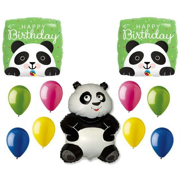 PANDA Pandemonium Jungle Zoo Happy Birthday Party Full Mylar Latex Balloons Set