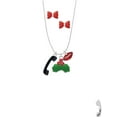 thumbnail image 2 of Delight Jewelry Silvertone Black Telephone Christmas Kiss Charm Necklace and Stud Earrings, 2 of 4