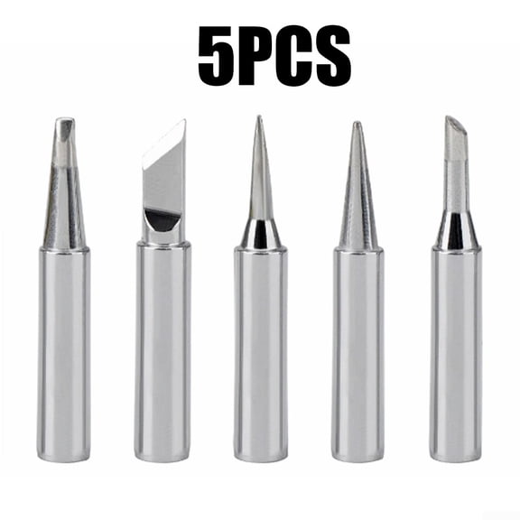 5pcs 900M-T-I/B/K/3C/2.4D Metal Soldering Iron Tips Tools Pack Silver