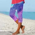 thumbnail image 2 of DDAPJ pyju Capri Leggings for Women 2025 Trendy Summer Cropped Pants Elastic Waist Slim Fit Yoga Bottom Pants Trendy 3D Print Casual Workout Capris Today's Sales Multicolor M, 2 of 6