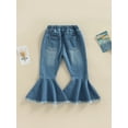 thumbnail image 4 of Bagilaanoe Toddler Baby Girls Jeans Elastic Waist Denim Flare Pants 1T 2T 3T 4T 5T 6T Kids Long Trousers Casual Clothes, 4 of 7