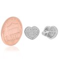 thumbnail image 2 of Rhodium Plated Sterling Silver Pave CZ 3D Heart Earrings, 2 of 5