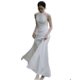 thumbnail image 3 of Vestido de bienvenida de cola de pez de corte ajustado blanco de estilo francés minimalista, vestido blanco con cuello colgante, falda superior sin mangas con hombros descubiertos sexy y de alta gama, 3 of 5